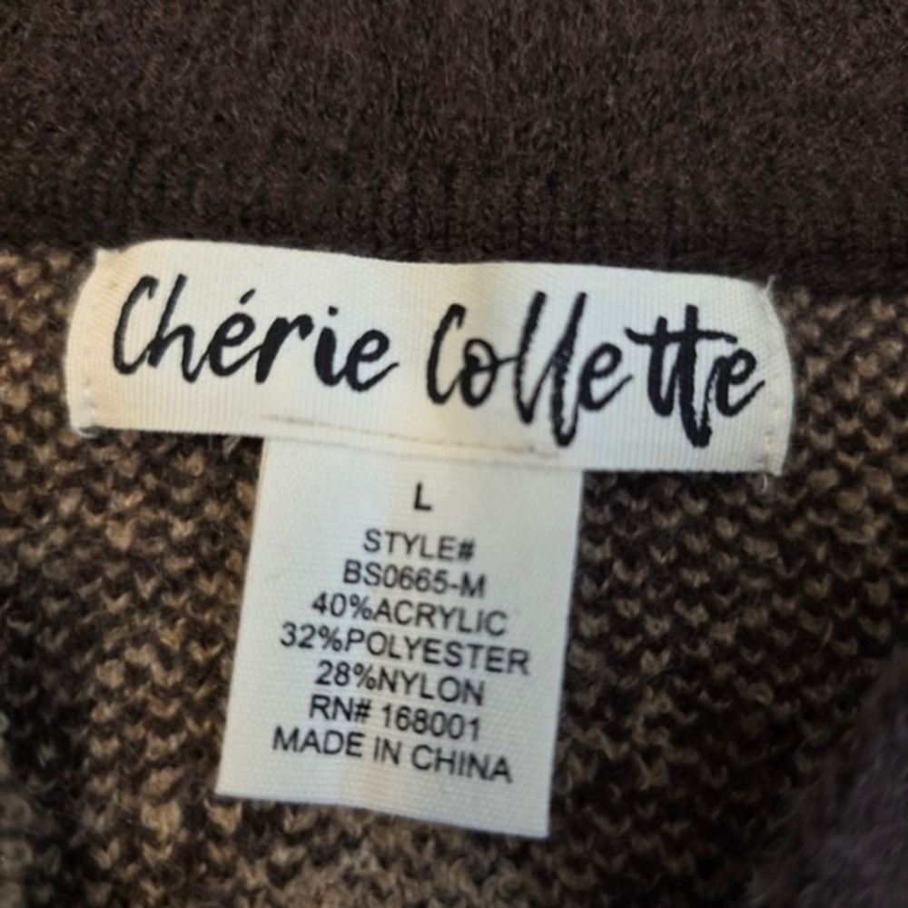 Chérie Collette Brown Floral Knit Sweater Women's Large Boho - Picture 4 of 12